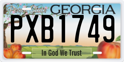GA license plate PXB1749