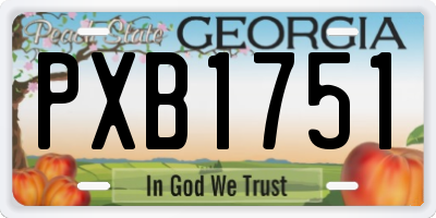 GA license plate PXB1751