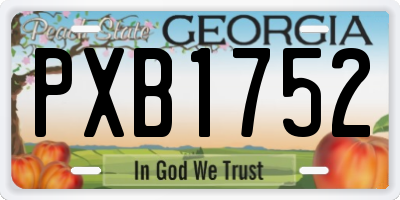 GA license plate PXB1752