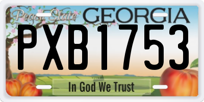 GA license plate PXB1753