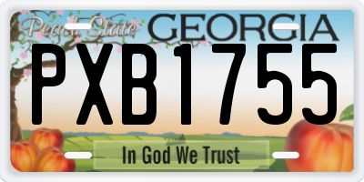 GA license plate PXB1755