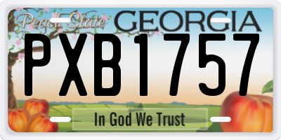 GA license plate PXB1757