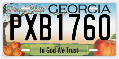 GA license plate PXB1760