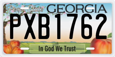 GA license plate PXB1762