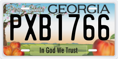 GA license plate PXB1766