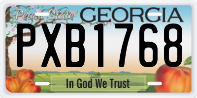 GA license plate PXB1768
