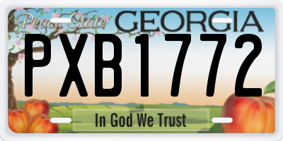 GA license plate PXB1772