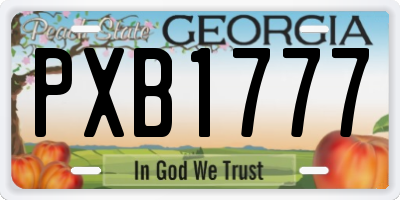 GA license plate PXB1777