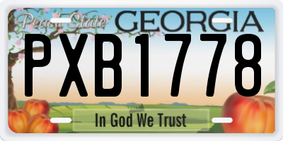 GA license plate PXB1778
