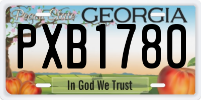 GA license plate PXB1780