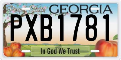 GA license plate PXB1781