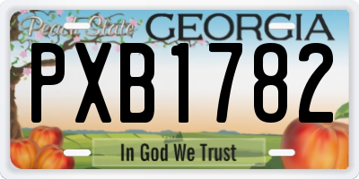 GA license plate PXB1782