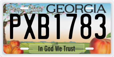 GA license plate PXB1783