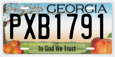GA license plate PXB1791