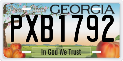 GA license plate PXB1792