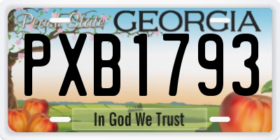 GA license plate PXB1793