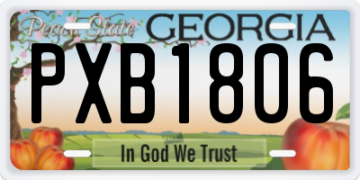 GA license plate PXB1806