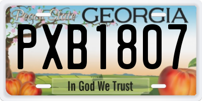 GA license plate PXB1807