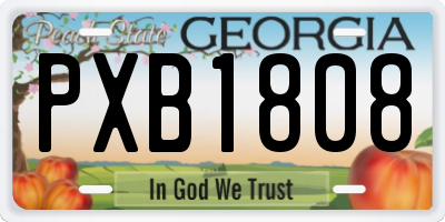 GA license plate PXB1808
