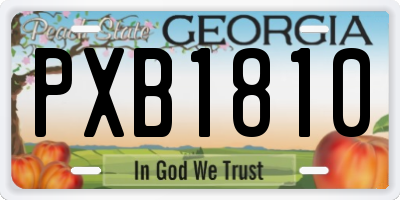 GA license plate PXB1810