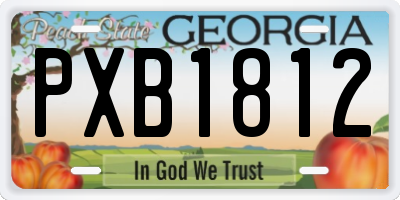 GA license plate PXB1812
