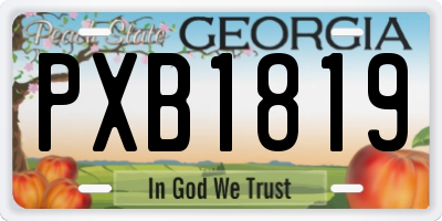 GA license plate PXB1819