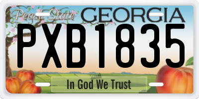 GA license plate PXB1835