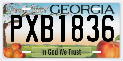 GA license plate PXB1836