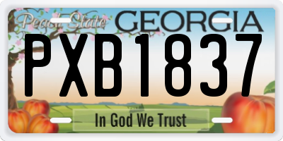 GA license plate PXB1837