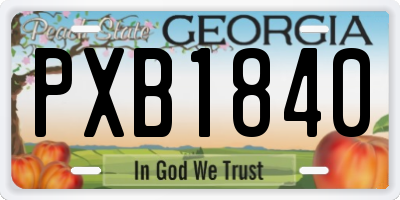 GA license plate PXB1840