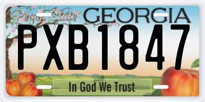 GA license plate PXB1847