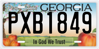 GA license plate PXB1849