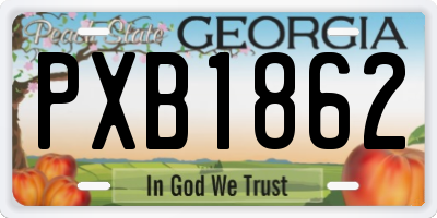 GA license plate PXB1862