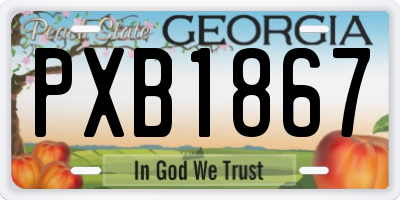 GA license plate PXB1867