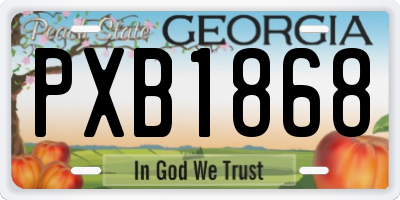 GA license plate PXB1868
