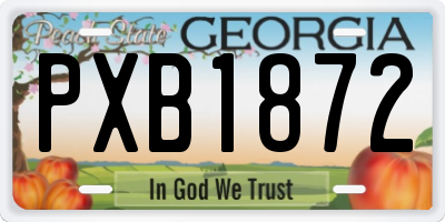 GA license plate PXB1872