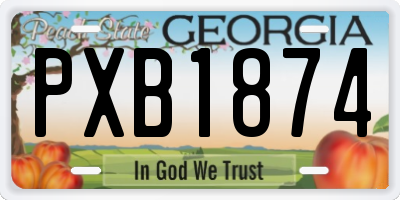 GA license plate PXB1874