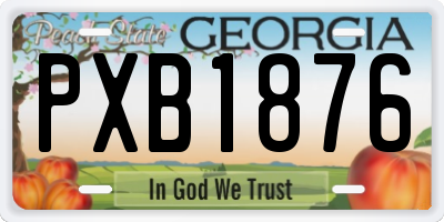 GA license plate PXB1876