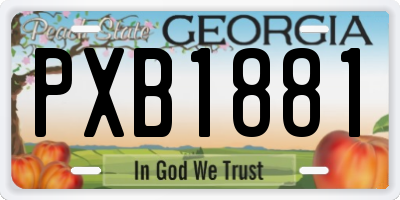 GA license plate PXB1881