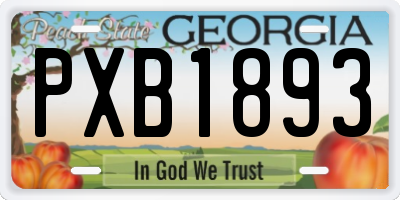 GA license plate PXB1893
