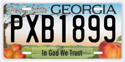 GA license plate PXB1899