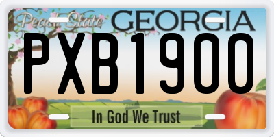 GA license plate PXB1900