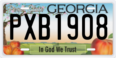 GA license plate PXB1908