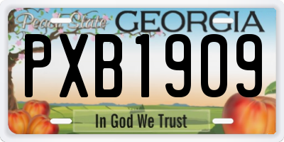 GA license plate PXB1909