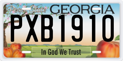 GA license plate PXB1910