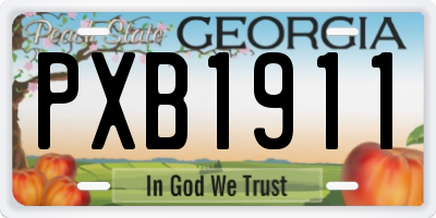 GA license plate PXB1911