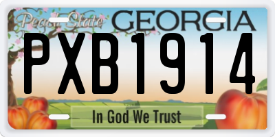 GA license plate PXB1914