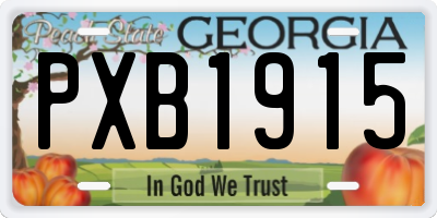 GA license plate PXB1915