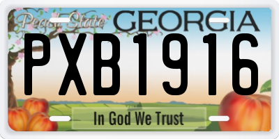 GA license plate PXB1916