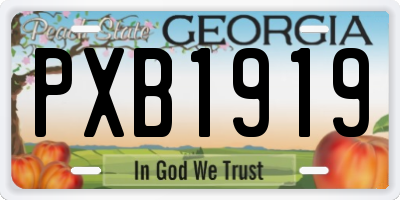 GA license plate PXB1919